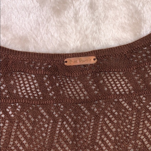 Free People-Knit Crop Top with Pearl Stone Buttons - Picture 2 of 6